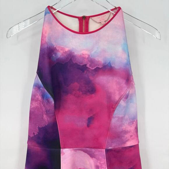Ted Baker London Sew in Love Watercolor Racerback Skater Dress Women’s Size 6 - Picture 2 of 12